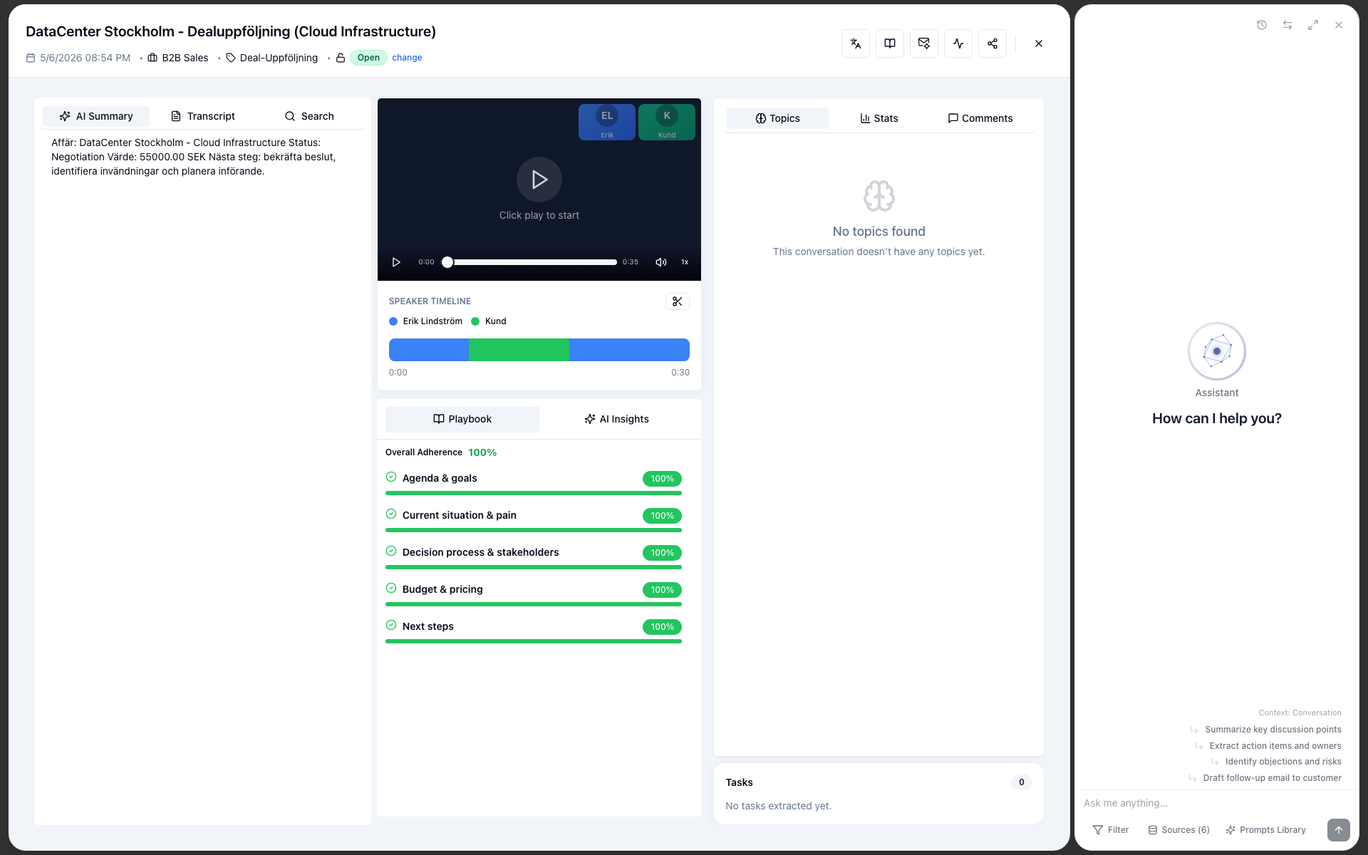 Conversation diagnostics dialog